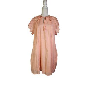 Who What Wear Women's Dress, Size L, Peach, Short Sleeve, Eyelet Lace